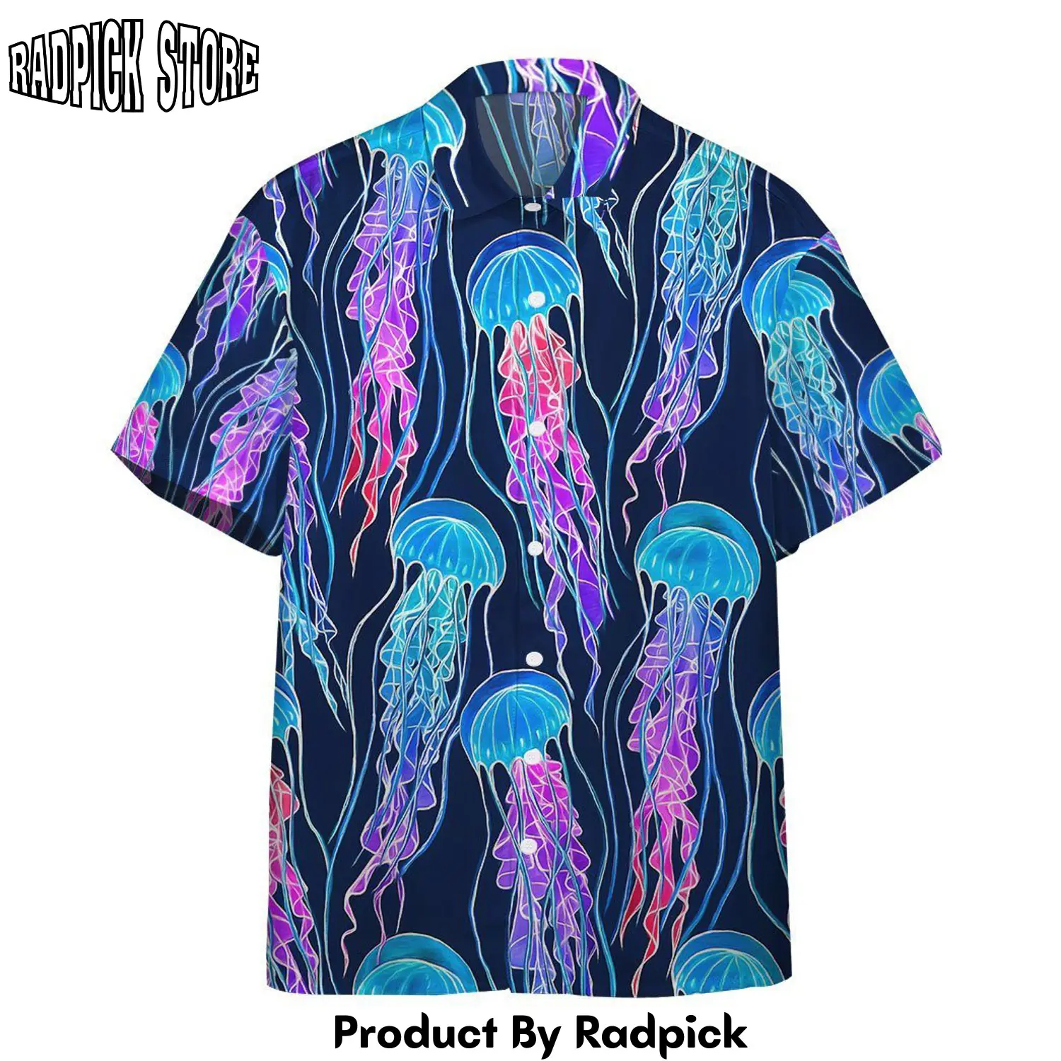 Radpick 3d luminescent rainbow jellyfish gum custom hawaii shirt rp292583